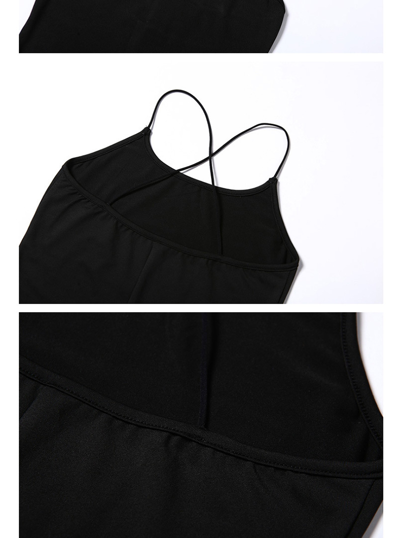 Fashion Black Cross-strap Slim Back Slim Jumpsuit,Bodysuits