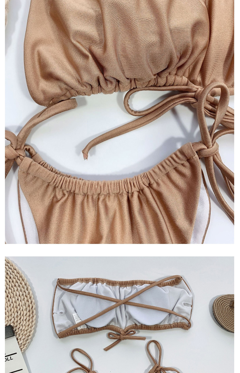 Fashion Caramel Glitter Strap Pleated Triangle Bag Split Swimsuit,Bikini Sets
