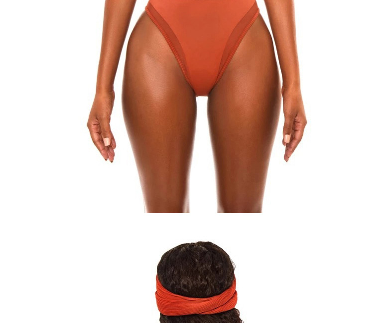 Fashion Pure Orange Mesh One-shoulder High Waist Split Swimsuit,Bikini Sets