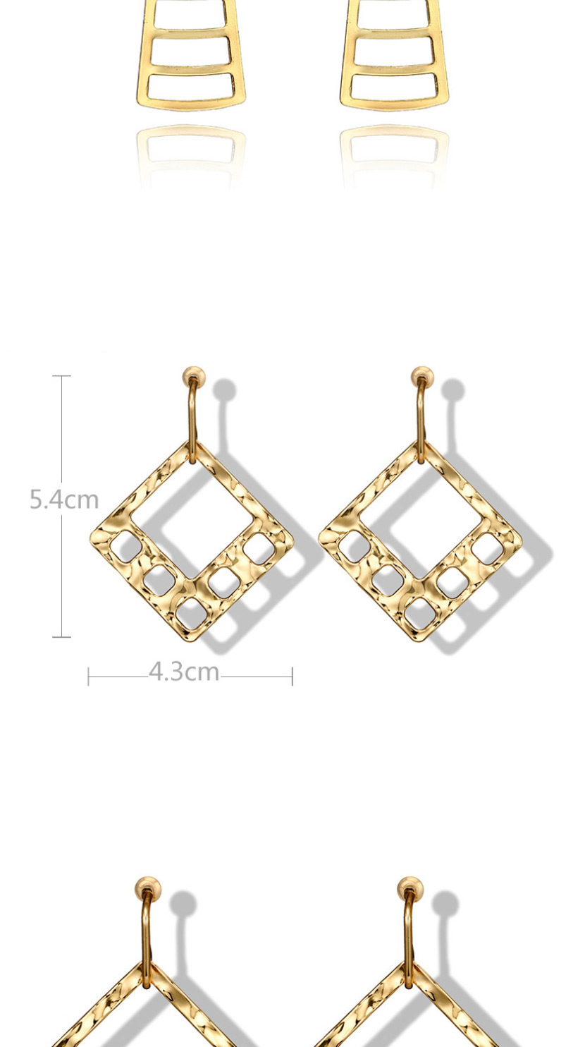 Fashion Golden Irregular Concave Square Cutout Earrings,Drop Earrings