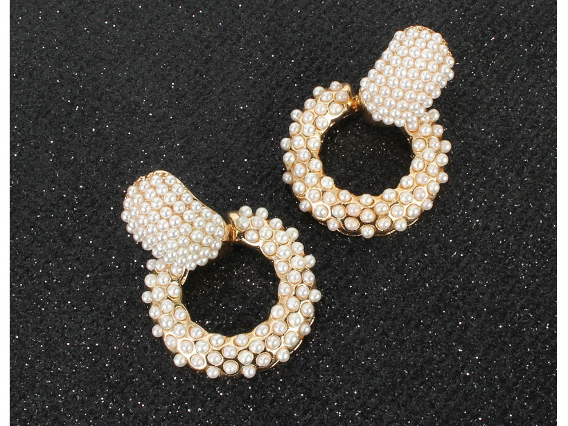 Fashion White Baroque Pearl Geometric Earrings,Drop Earrings