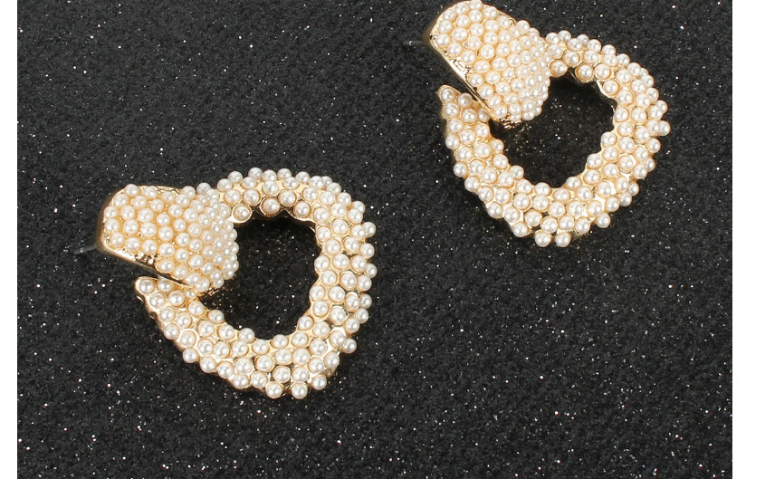 Fashion Creamy-white Baroque Pearl Geometric Earrings,Drop Earrings