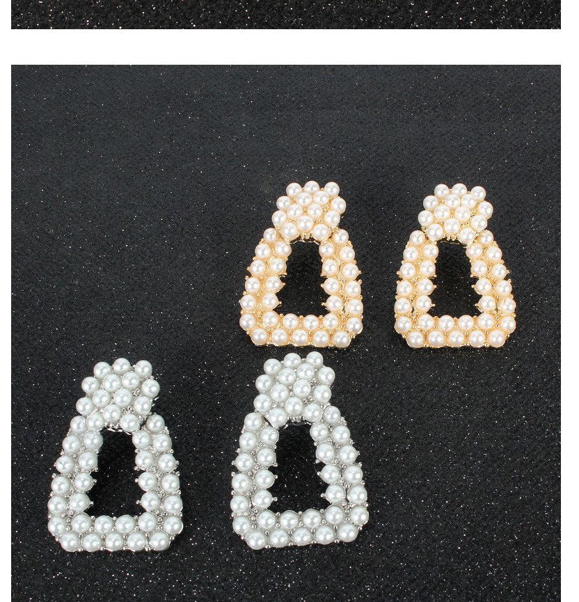 Fashion Golden Alloy Earrings With Pearl Geometry,Drop Earrings