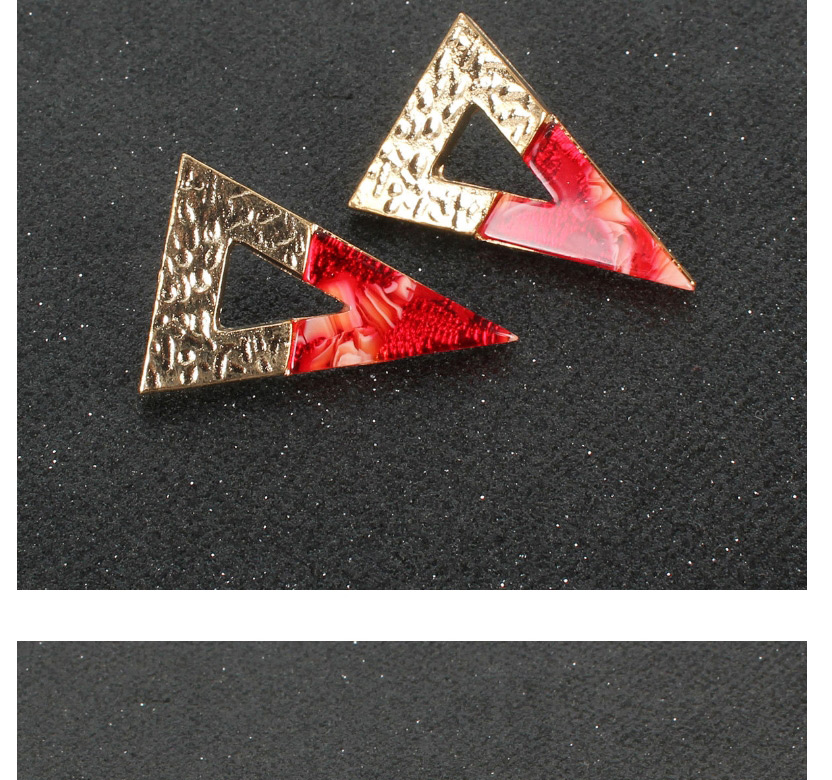 Fashion Red Colorblock Acrylic Alloy Irregular Embossed Earrings,Stud Earrings