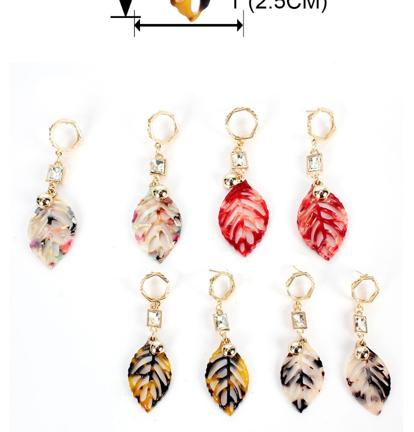 Fashion Red Leaf Shaped Acrylic Cutout Diamond Earrings,Drop Earrings