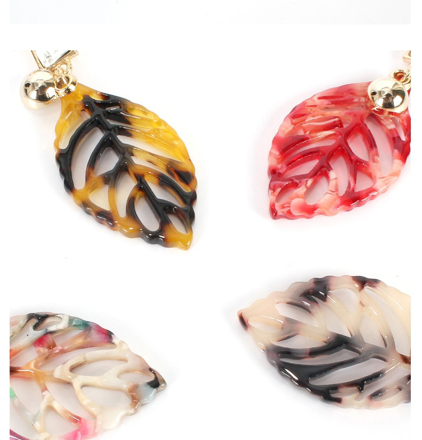 Fashion Color Mixing Leaf Shaped Acrylic Cutout Diamond Earrings,Drop Earrings