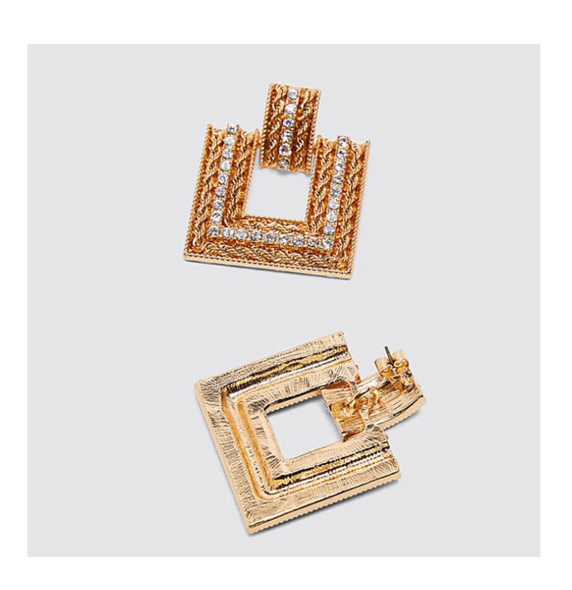 Fashion White K Geometric Square Alloy Diamond Earrings,Drop Earrings