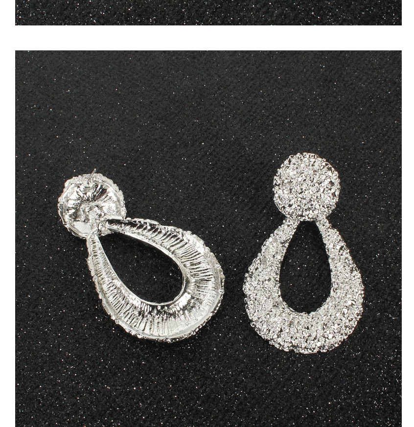 Fashion Silver Drop-shaped Alloy Embossed Cutout Earrings,Drop Earrings