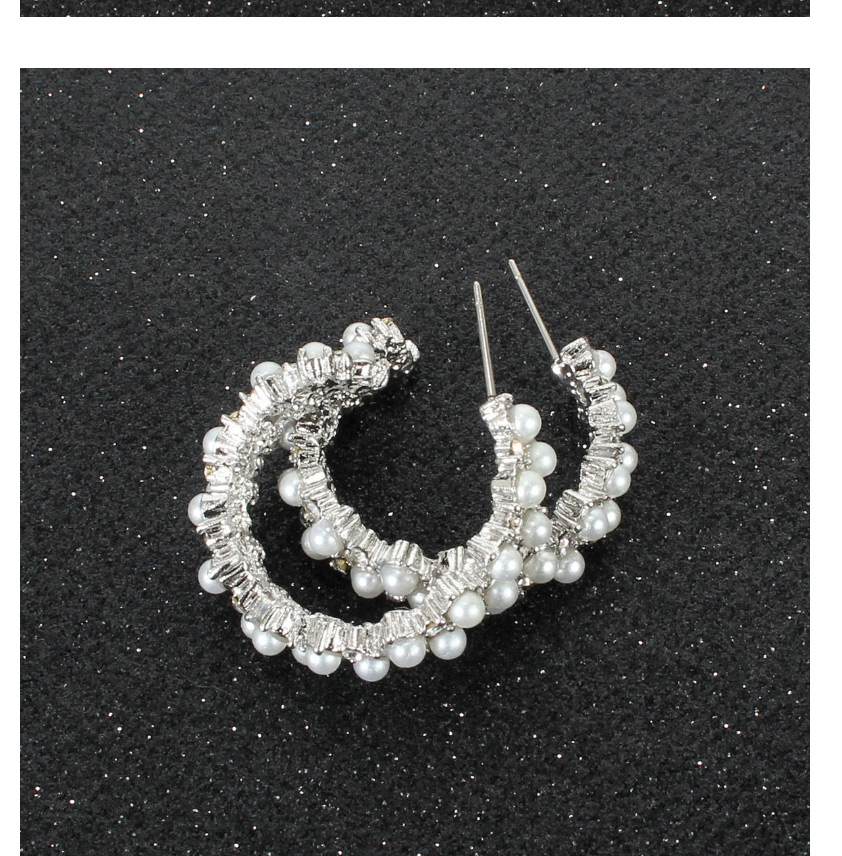 Fashion White K Imitation Pearl C-shaped Earrings,Hoop Earrings