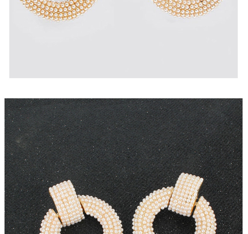 Fashion Creamy-white Alloy Faux Pearl Round Pierced Earrings,Drop Earrings