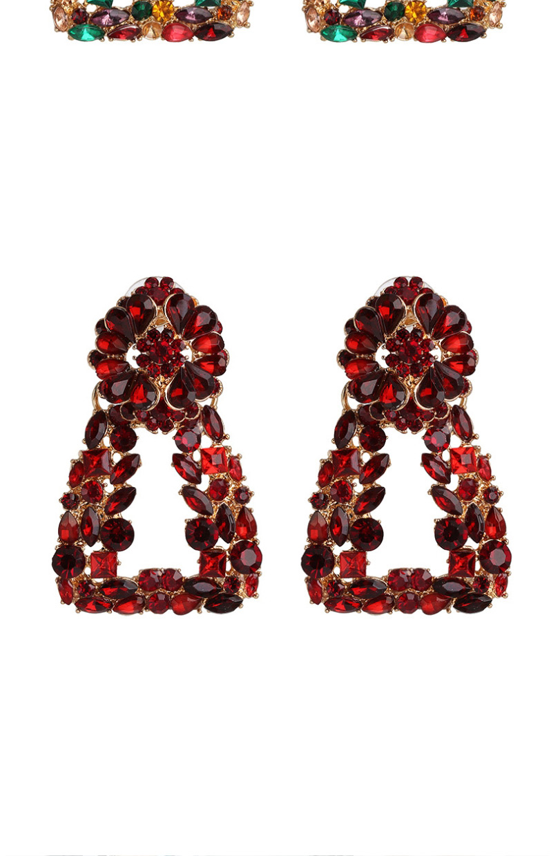 Fashion Champagne Geometric Alloy Diamond Cutout Earrings,Drop Earrings