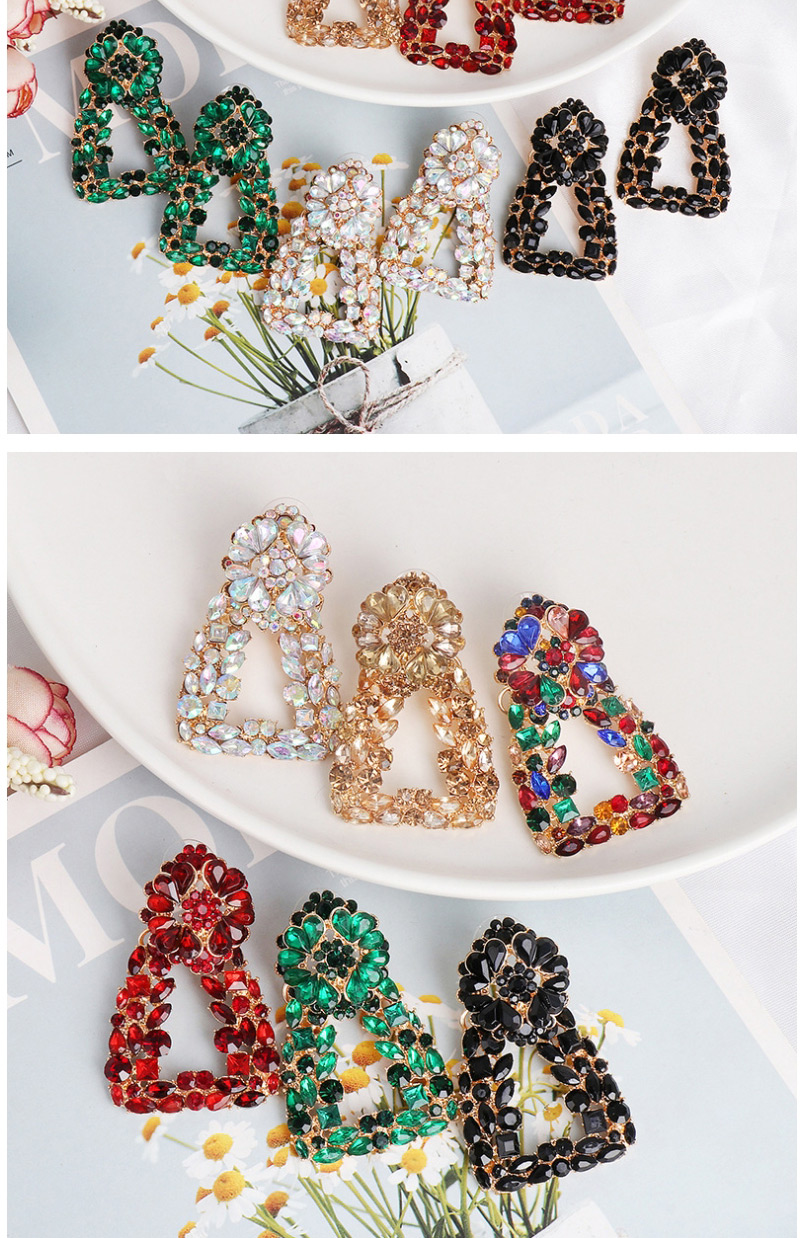 Fashion Color Geometric Alloy Diamond Cutout Earrings,Drop Earrings