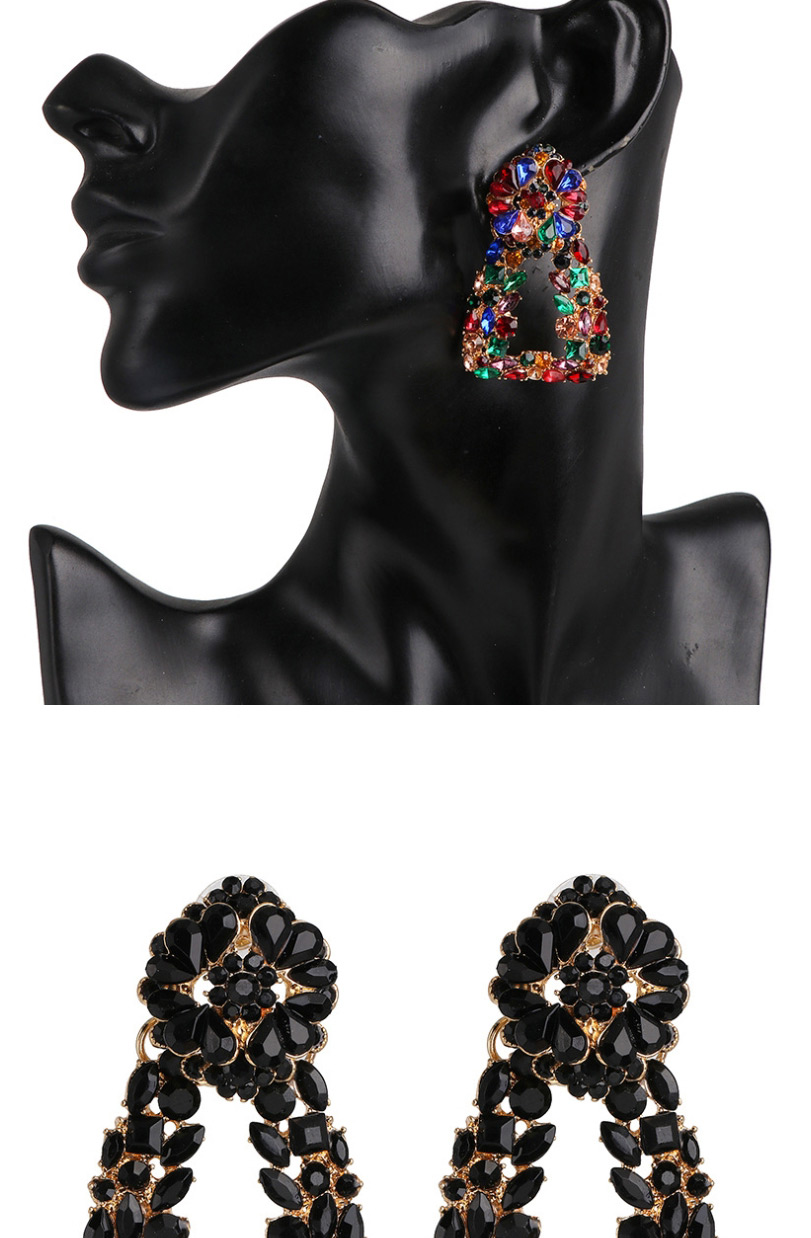 Fashion Champagne Geometric Alloy Diamond Cutout Earrings,Drop Earrings