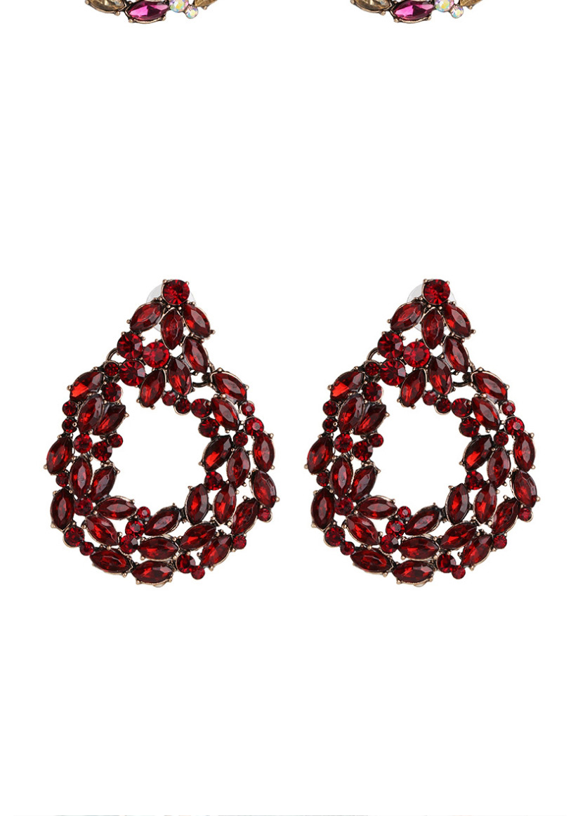 Fashion Color Geometric Round Cutout Earrings With Diamonds,Drop Earrings