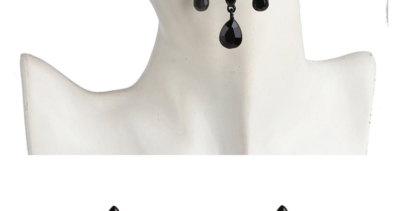 Fashion Black Geometric Water Drop Diamond Stud Earrings,Drop Earrings