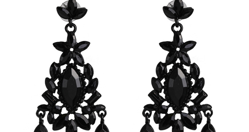 Fashion Black Geometric Water Drop Diamond Stud Earrings,Drop Earrings