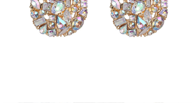 Fashion Golden Geometric Water Drop Diamond Round Earrings,Drop Earrings