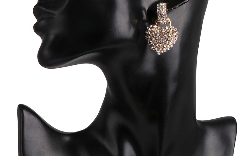Fashion Golden Heart-shaped Diamond Earrings,Drop Earrings