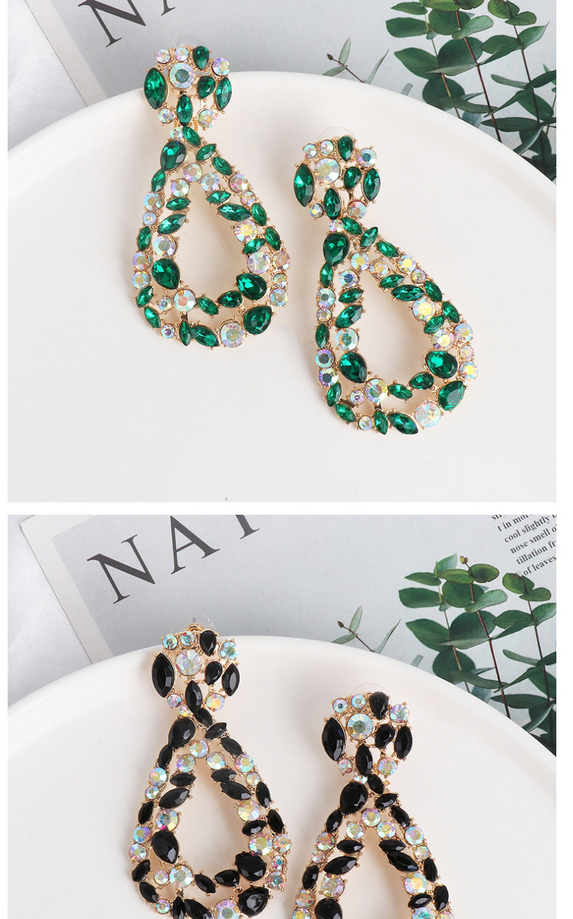 Fashion Green Geometric Diamond Drop Earrings,Drop Earrings