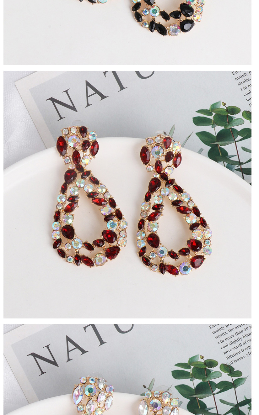 Fashion Red Geometric Diamond Drop Earrings,Drop Earrings