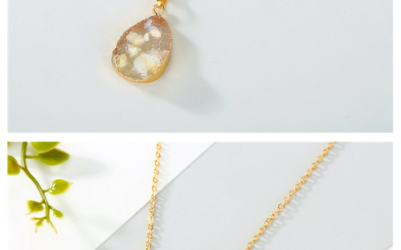 Fashion Yellow Shell Imitation Natural Stone Water Drop Resin Necklace,Pendants