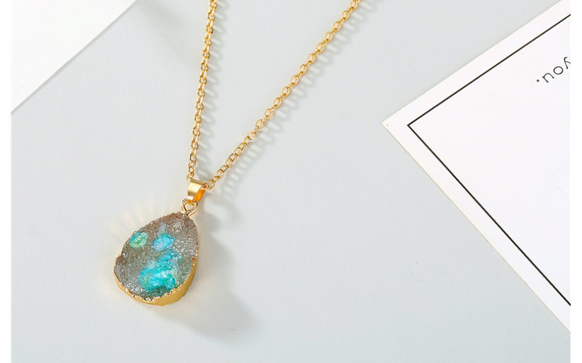 Fashion Blue Shell Imitation Natural Stone Water Drop Resin Necklace,Pendants