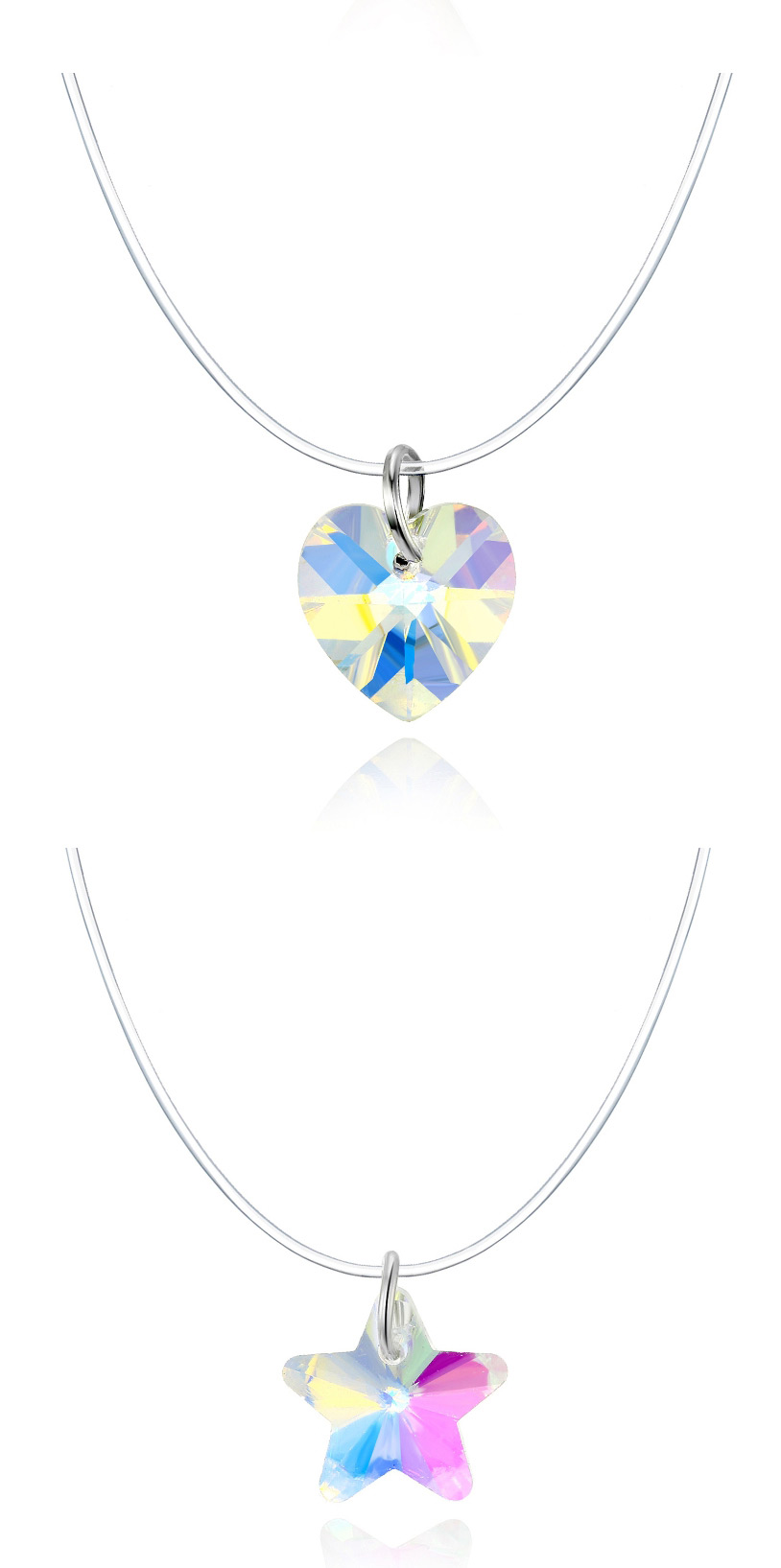 Fashion Color Crystal Zircon Love Invisible Necklace,Pendants