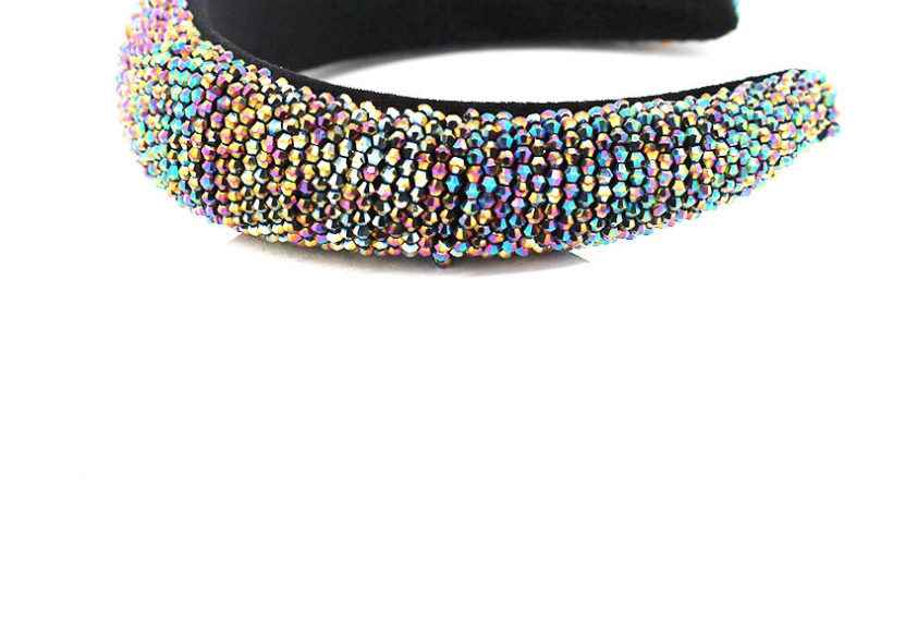 Fashion Bright Beads Crystal Bead Sponge Contrast Color Stitching Headband,Head Band