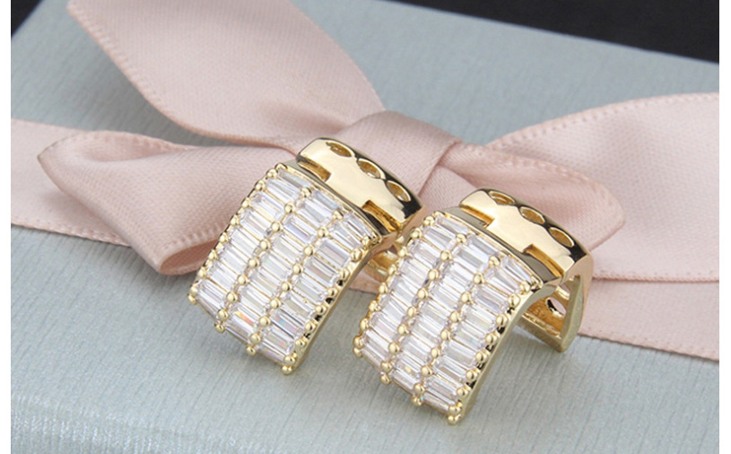 Fashion Gold-plated Ladder Ladder With Diamonds,Hoop Earrings