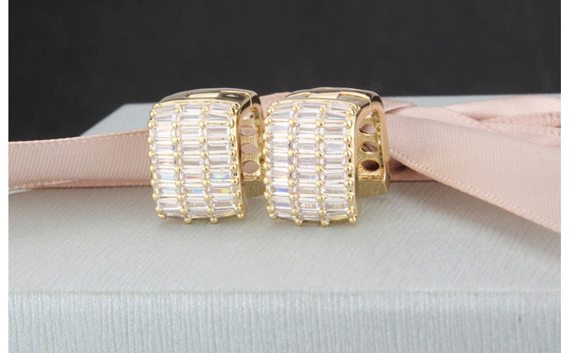 Fashion Gold-plated Ladder Ladder With Diamonds,Hoop Earrings