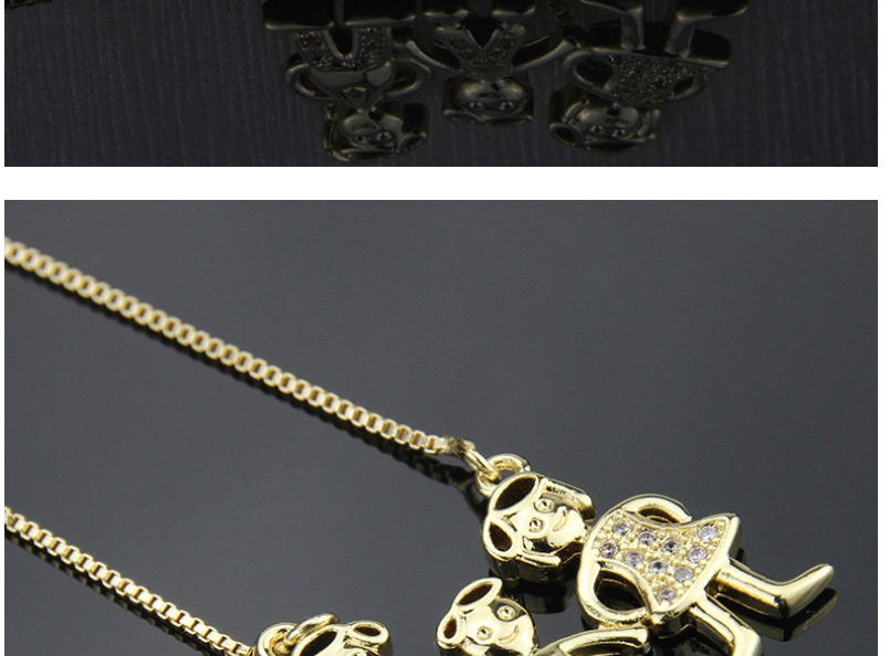 Fashion Gold-plated Family Of Three Necklaces With Diamonds,Pendants