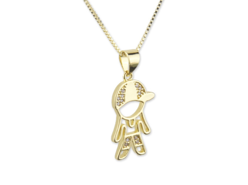 Fashion Gold-plated Hat Boy Necklace With Diamonds,Pendants