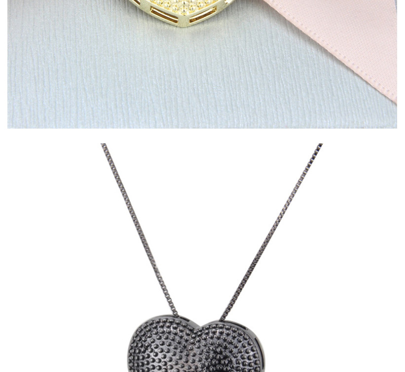 Fashion Black Fake Zirconium Heart-shaped Cutout Necklace,Pendants