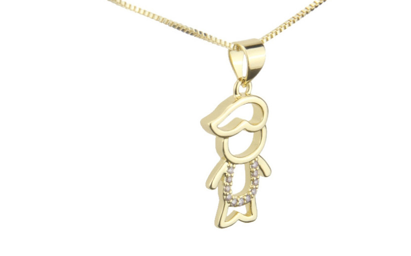 Fashion Gold-plated Boy Cutout Necklace With Diamonds,Pendants