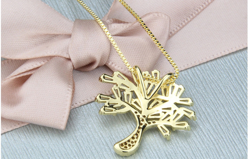 Fashion Gold-plated Life Tree Geometric Necklace With Diamonds,Pendants
