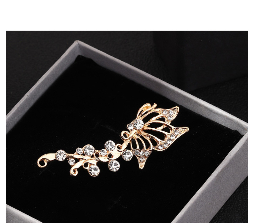 Fashion Golden Butterfly Alloy Diamond Pierced Ear Bone Clip Single,Clip & Cuff Earrings