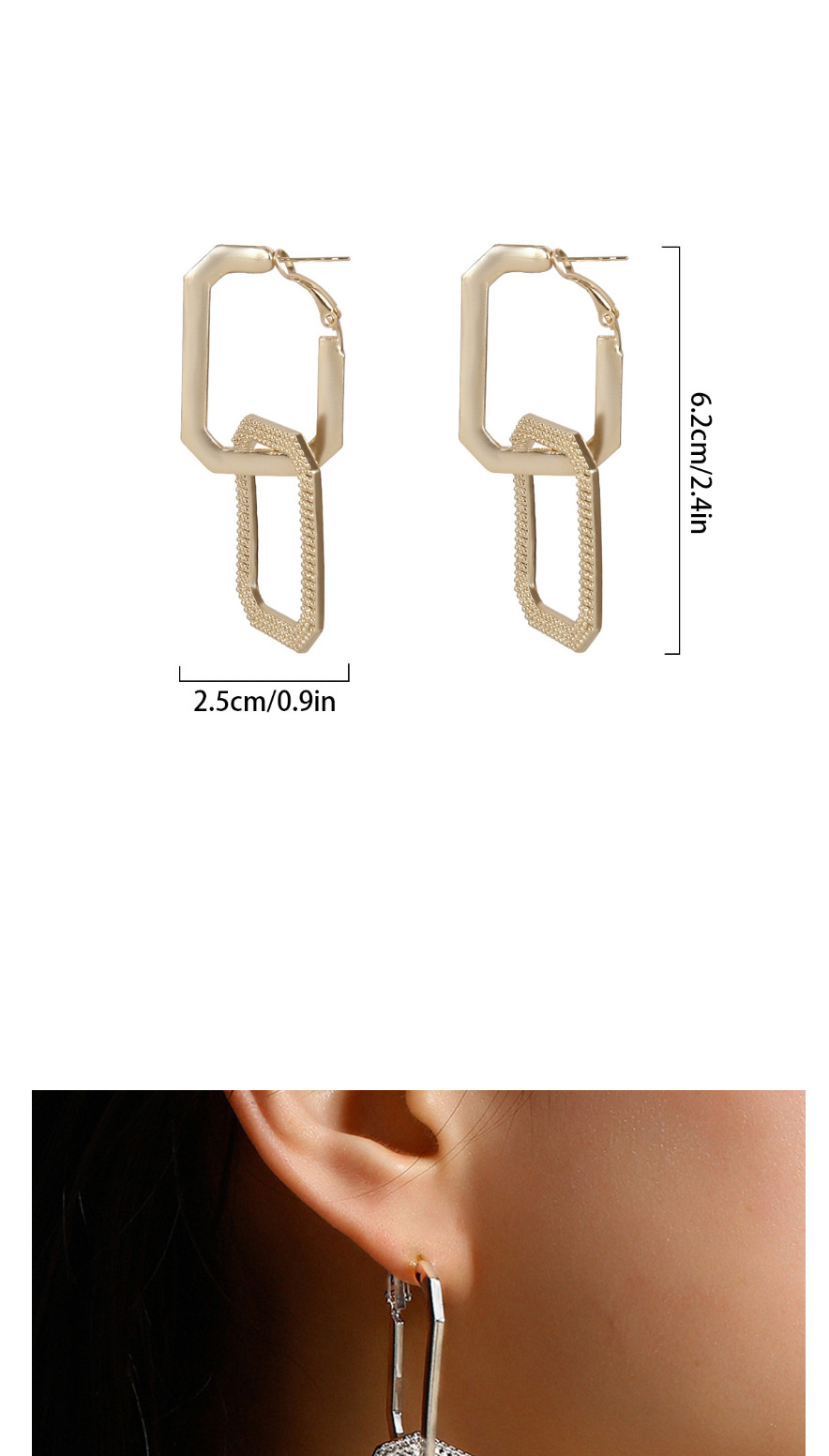 Fashion White K Geometric Cutout Earrings With Rhinestones,Drop Earrings
