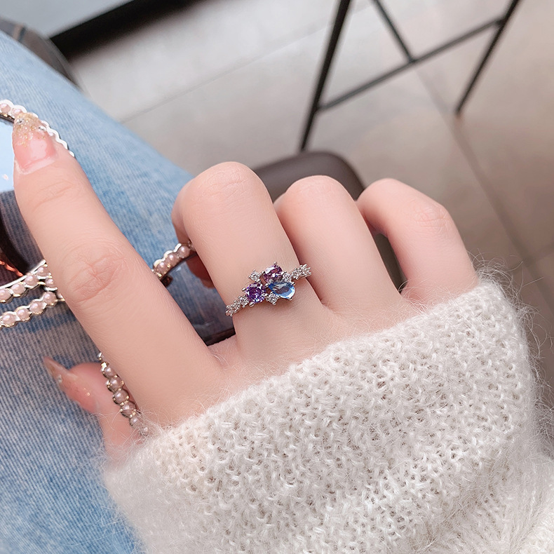 Fashion Color Crystal Zircon Flower Cutout Ring,Fashion Rings