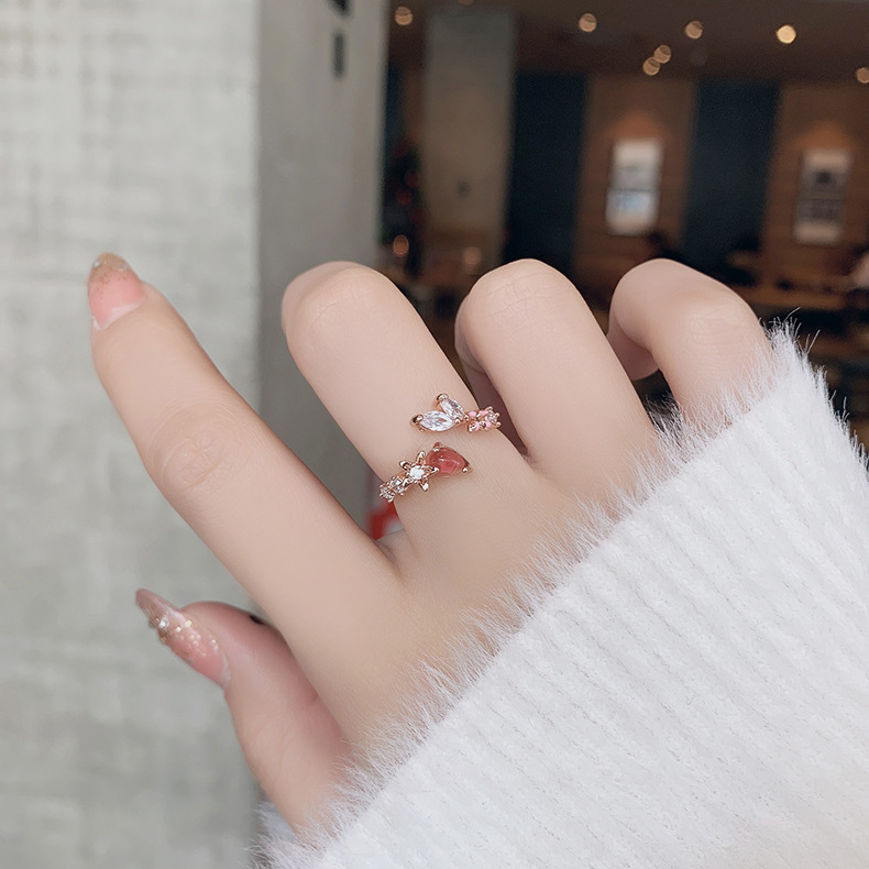 Fashion Red Crystal Zirconia Geometric Ring,Fashion Rings
