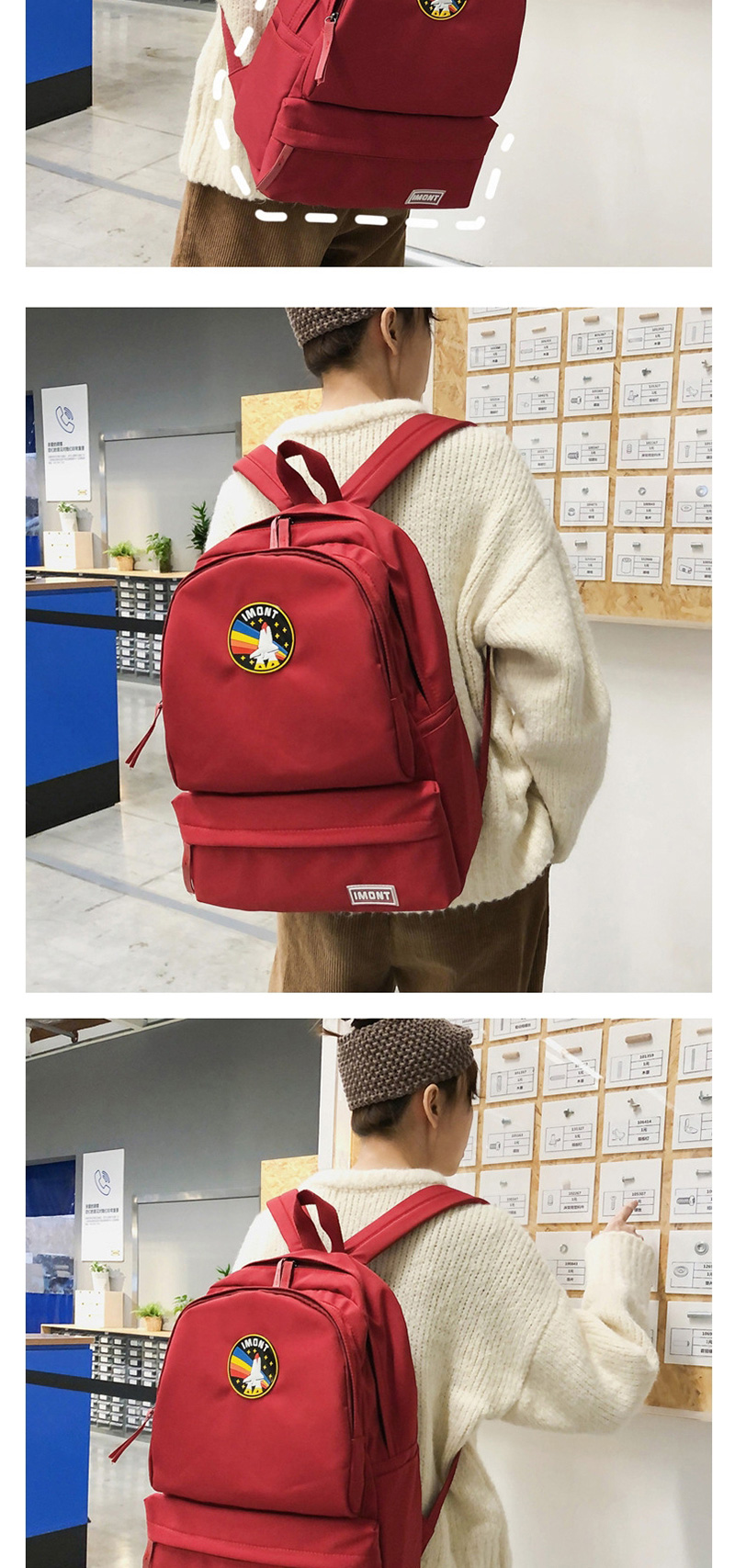 Fashion Green Letter Patch Backpack,Backpack