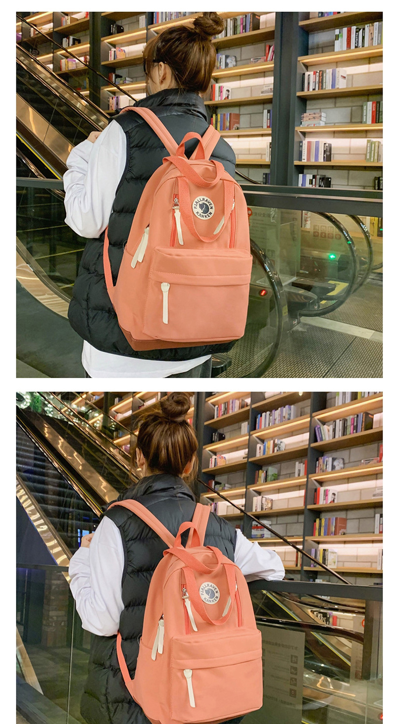 Fashion Orange Stitched Contrast-print Alphabet Backpack,Backpack