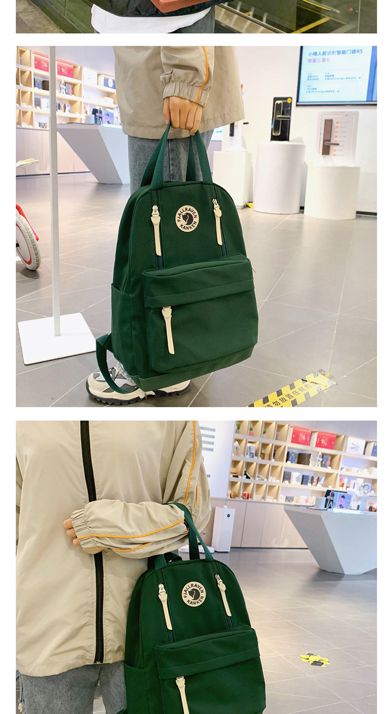 Fashion Green Stitched Contrast-print Alphabet Backpack,Backpack