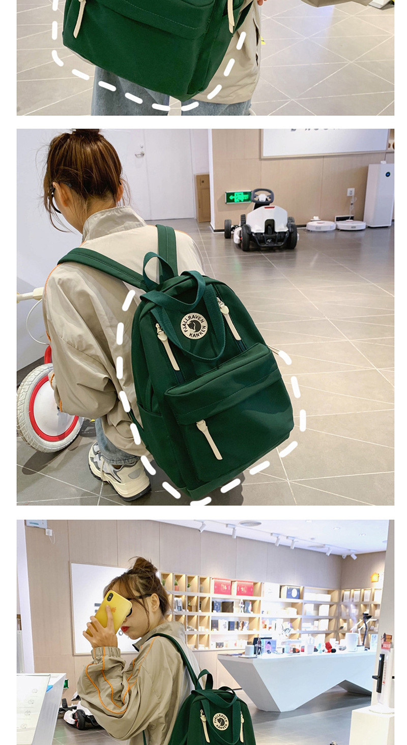 Fashion Green Stitched Contrast-print Alphabet Backpack,Backpack