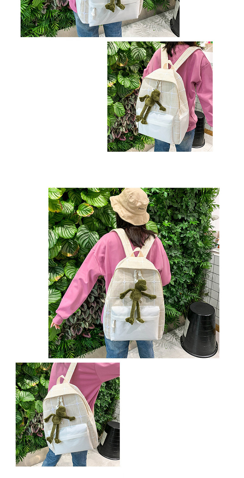 Fashion Pink With Pendant Stitched Contrast Checked Backpack,Backpack