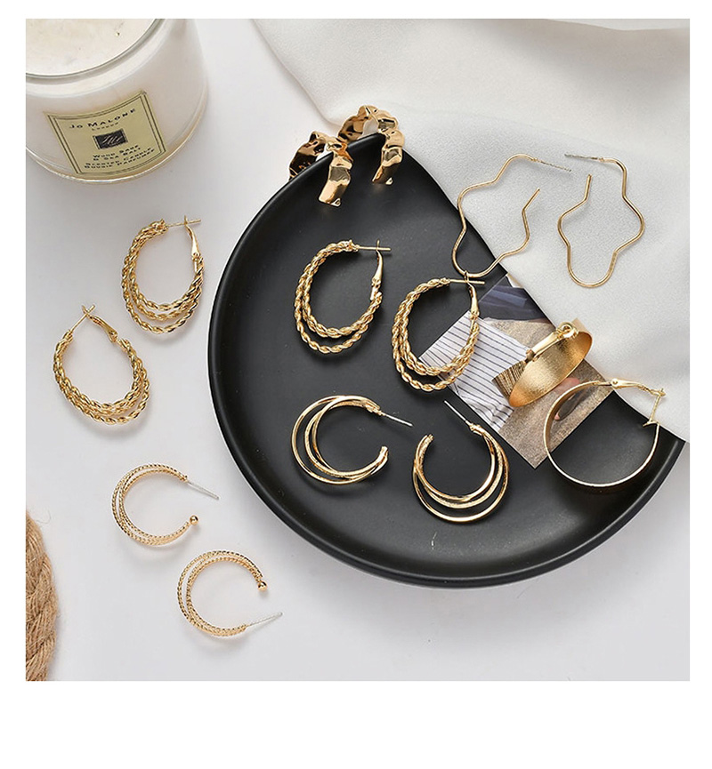 Fashion Golden Geometric Irregular Round Earrings,Hoop Earrings