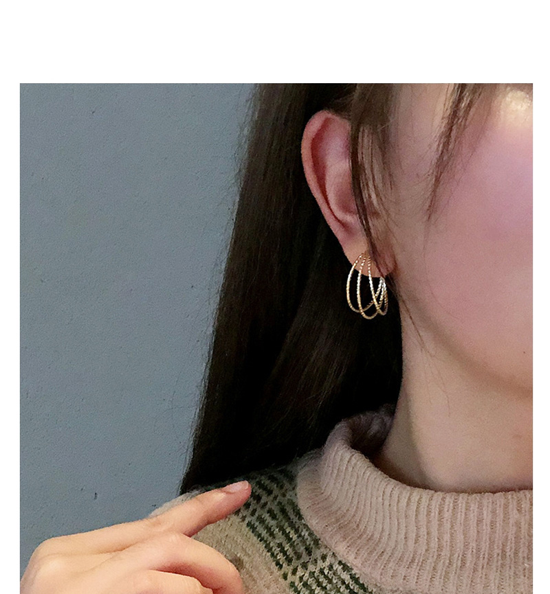 Fashion Golden Geometric Irregular Moon Pierced Earrings,Hoop Earrings
