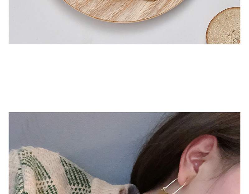 Fashion Yellow Log Semicircular Wooden Geometric Earrings,Drop Earrings