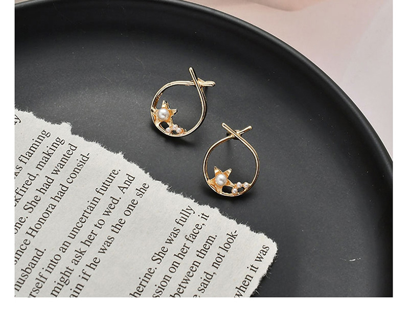 Fashion Golden Pearl Star Geometric Cross Earrings,Drop Earrings
