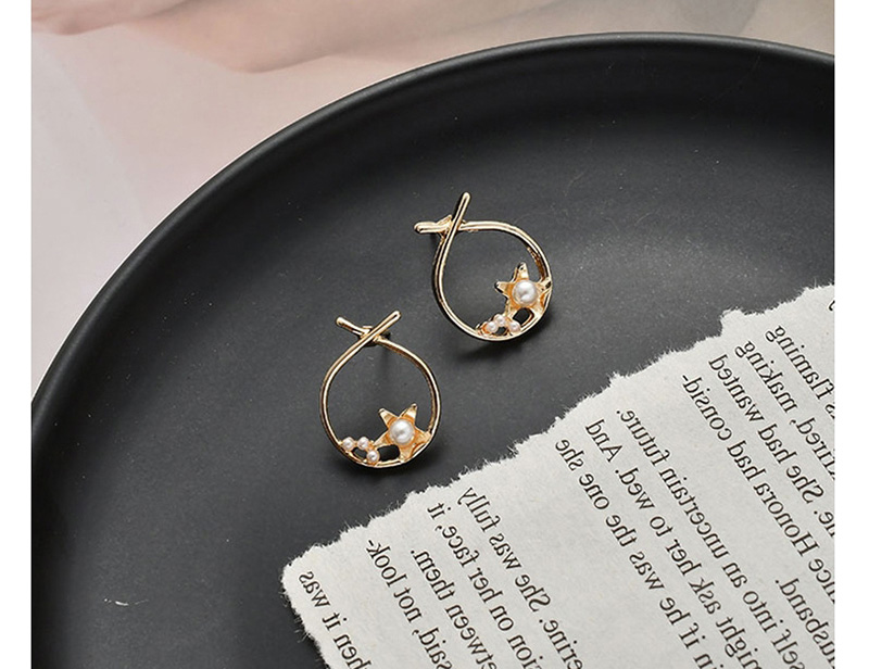 Fashion Golden Pearl Star Geometric Cross Earrings,Drop Earrings