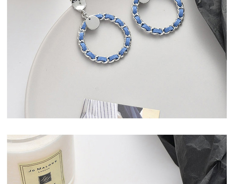 Fashion Blue Round Irregular Chain Earrings,Drop Earrings